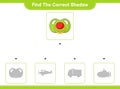 Find the correct shadow. Find and match the correct shadow of Pacifier. Educational children game, printable worksheet, vector Royalty Free Stock Photo