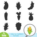 Find the correct shadow, game for children, Corn