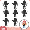 Find the correct shadow, game for children, Hairdresser girl with hairdryer and hair brush
