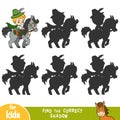 Find the correct shadow, game for children, Prince on horse Royalty Free Stock Photo