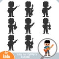 Find the correct shadow, game for children, Punk rock guitarist Royalty Free Stock Photo