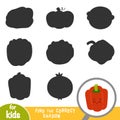 Find the correct shadow, game for children, Red pepper