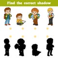 Find the correct shadow, game for children, Schoolchildren