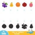 Find the correct shadow, game for children. Set of fruits Royalty Free Stock Photo