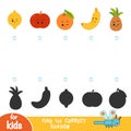 Find the correct shadow, game for children. Set of fruits Royalty Free Stock Photo