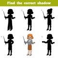 Find the correct shadow, game for children, Teacher Royalty Free Stock Photo