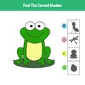 Find The Correct Shadow Game Frog Cartoon Illustration Vector