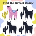 Find the correct shadow game for kids with a cute llama