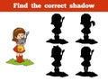 Find the correct shadow game (little girl and cat)