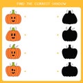 Find the correct shadow for halloween pumpkin Royalty Free Stock Photo