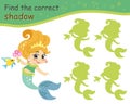 Find the correct shadow happy mermaid vector