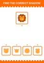 Find the correct shadow Lion face. Worksheet for kids