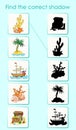 Find the correct shadow. Marine themed worksheet