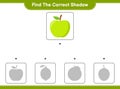 Find the correct shadow. Find and match the correct shadow of Apple. Educational children game Royalty Free Stock Photo