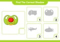 Find the correct shadow. Find and match the correct shadow of Pacifier. Educational children game, printable worksheet, vector Royalty Free Stock Photo