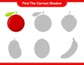 Find the correct shadow. Find and match the correct shadow of Yumberry. Educational children game, printable worksheet, vector