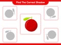 Find the correct shadow. Find and match the correct shadow of Yumberry. Educational children game, printable worksheet, vector