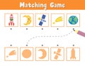 Find the correct shadow matching game with cute space characters and elements