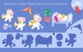 Cute isolated unicorn set. Horse play with kite, dig in garden, sleep Royalty Free Stock Photo