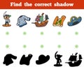 Find the correct shadow. Set of pirate items