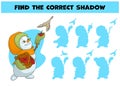 Find the correct shadow. Snowman feeds birds Royalty Free Stock Photo