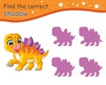 Find correct shadow of Stegosaurus dinosaur vector illustration Royalty Free Stock Photo
