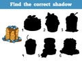 Find the correct shadow. Vector color pancakes with blueberry