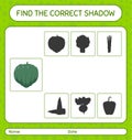 Find the correct shadows game with acorn squash. worksheet for preschool kids, kids activity sheet