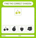 Find the correct shadows game with quenepa. worksheet for preschool kids, kids activity sheet