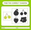 Find the correct shadows game with quenepa. worksheet for preschool kids, kids activity sheet