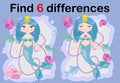 Find the difference the two illustration with sea mermaid. Children funny riddle entertainment Royalty Free Stock Photo