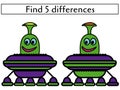 Find 5 differences alien in space vehicle, mindfulness development page