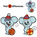 Find differences for children: Christmas animals (mouse)