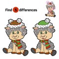Find differences: Christmas winter sheep Royalty Free Stock Photo
