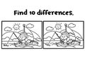 Find 10 differences coloring pages. Royalty Free Stock Photo