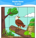 Funny eagle. Puzzle games for kids. 12 piece