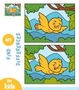 Find differences, education game for children, The bird flies on a background of mountains