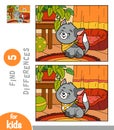 Find differences, education game for children, Cat in the living room