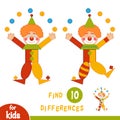 Find differences, game for children, Clown Royalty Free Stock Photo