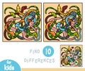 Find differences, game for children, Eight snakes