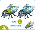 Find differences education game for children, Fly