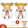 Find differences, education game for children, Girl jumping rope Royalty Free Stock Photo