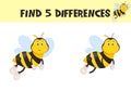 Find differences, education game for children vector ready for print worksheet illustration.