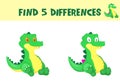 Find differences, education game for children vector ready for print worksheet illustration.