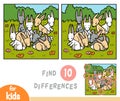 Find differences education game, rabbits