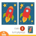 Find differences, education game, Rocket in space