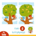 Find differences, education game. A summer day. The birds in the tree Royalty Free Stock Photo