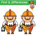 Find the differences educational children game. Kids activity sheet. Professions theme Royalty Free Stock Photo