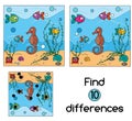 Find the differences educational children game. Kids activity sheet