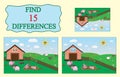 Find differences. Educational game for children. Farm, pigs, sheep.